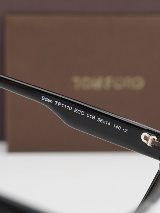 Tom Ford FT1110 01B Eden Geometric Sunglasses - Shiny Black/Smoke Gradient main image 6